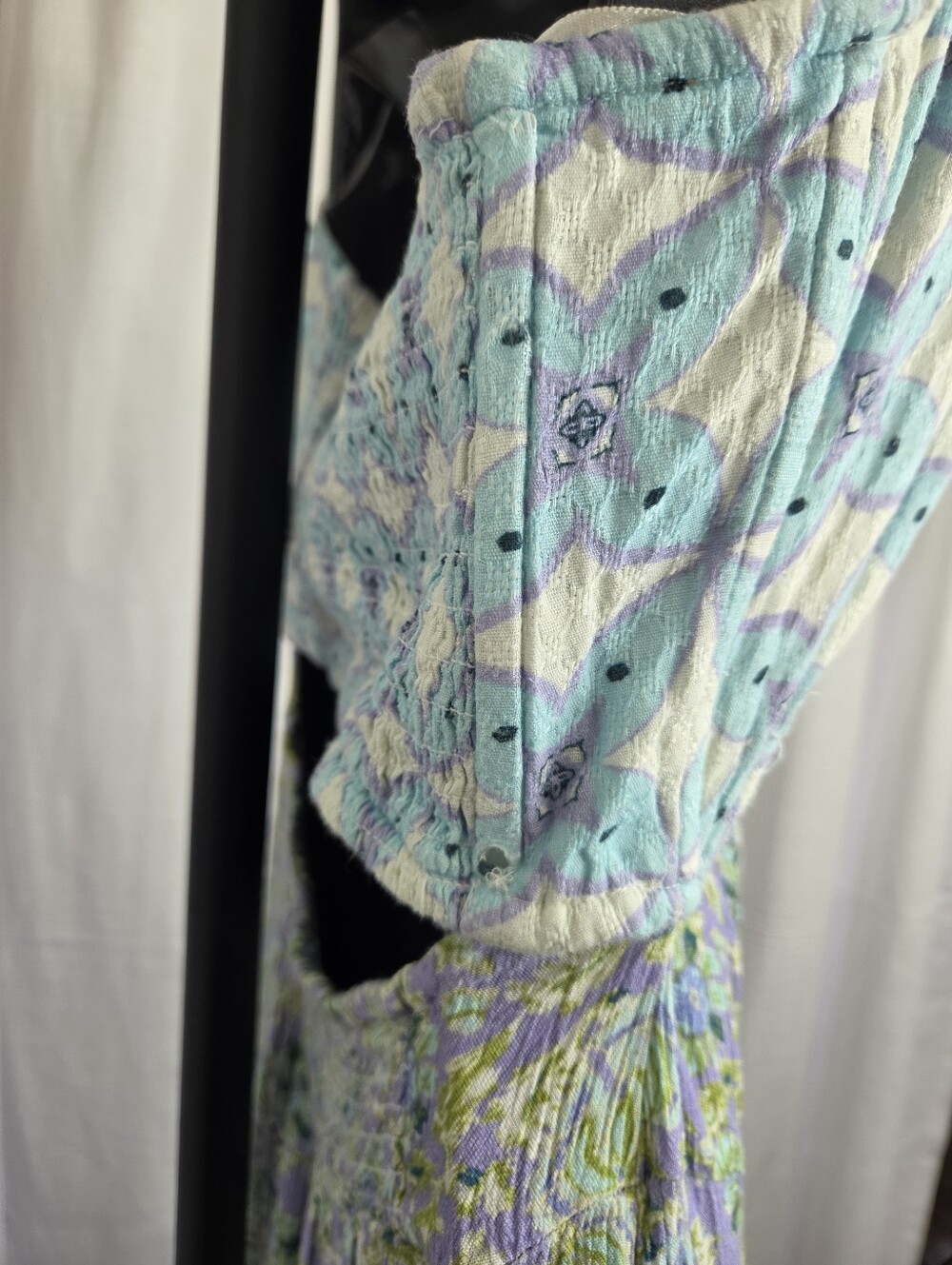 Free People Juliet Cutouts Strapless Wide Leg Jumpsuit Lavender/Purple Floral - Picture 6 of 15